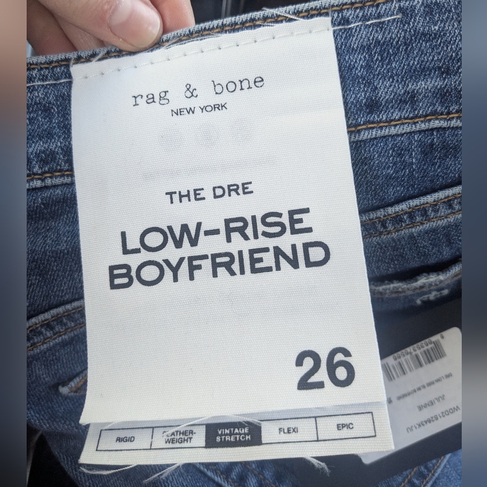 NWT rag & bone The Dre Low Rise Boyfriend Jeans Size 26 - Picture 3 of 3